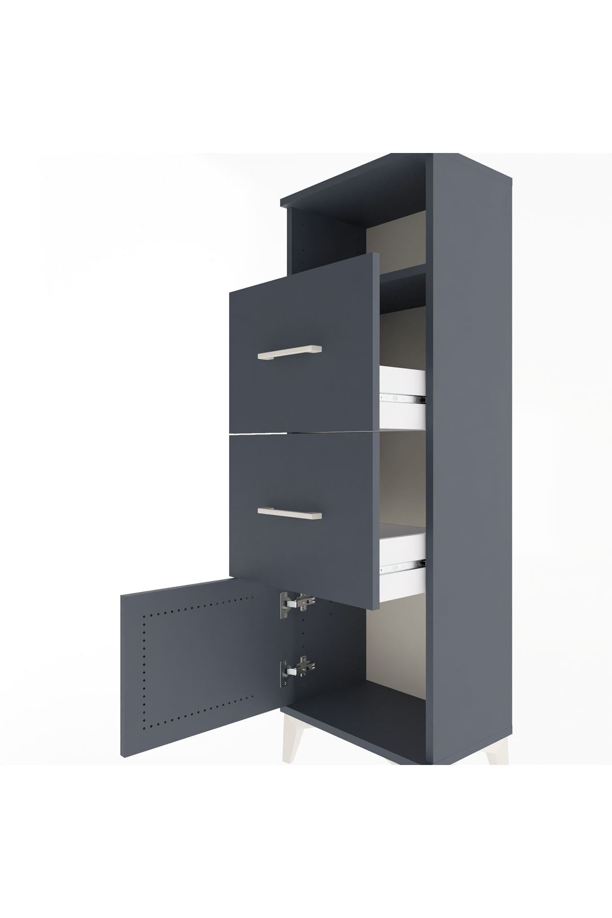 Arges Dolap Tek Raflı 2 Çekmeceli Tek Kapaklı 44x30x134 - S16M007V5A
