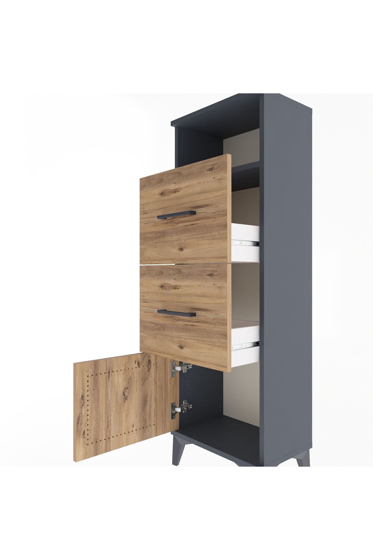 Arges Dolap Tek Raflı 2 Çekmeceli Tek Kapaklı 44x30x134 - S16M007V6A