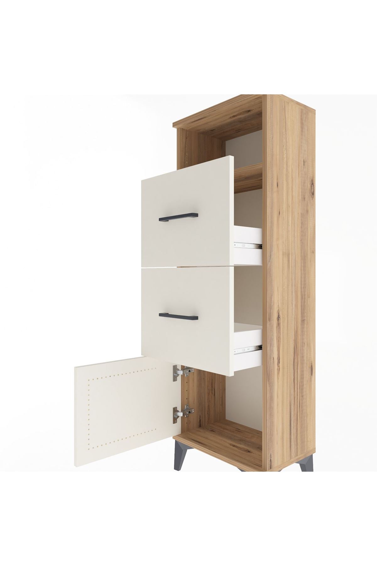 Arges Dolap Tek Raflı 2 Çekmeceli Tek Kapaklı 44x30x134 - S16M007V7A
