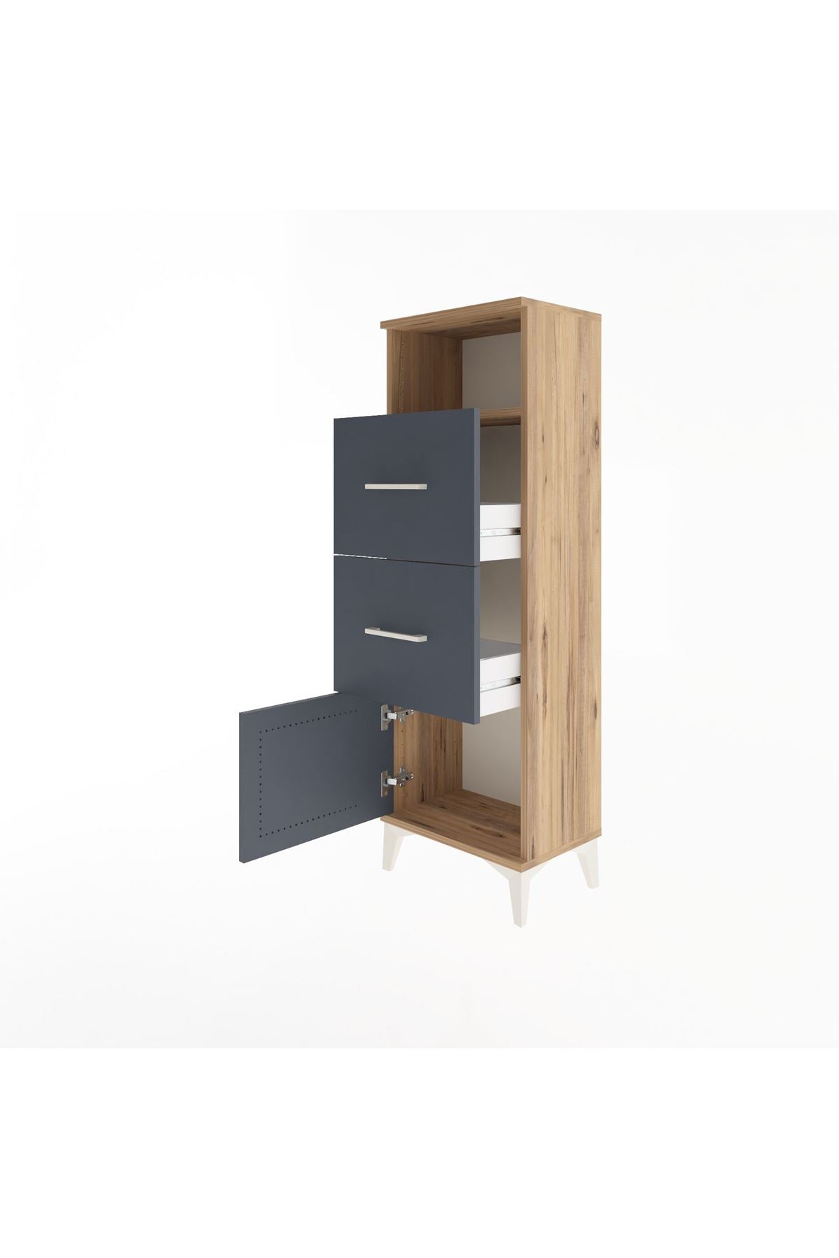 Arges Dolap Tek Raflı 2 Çekmeceli Tek Kapaklı 44x30x134 - S16M007V8A