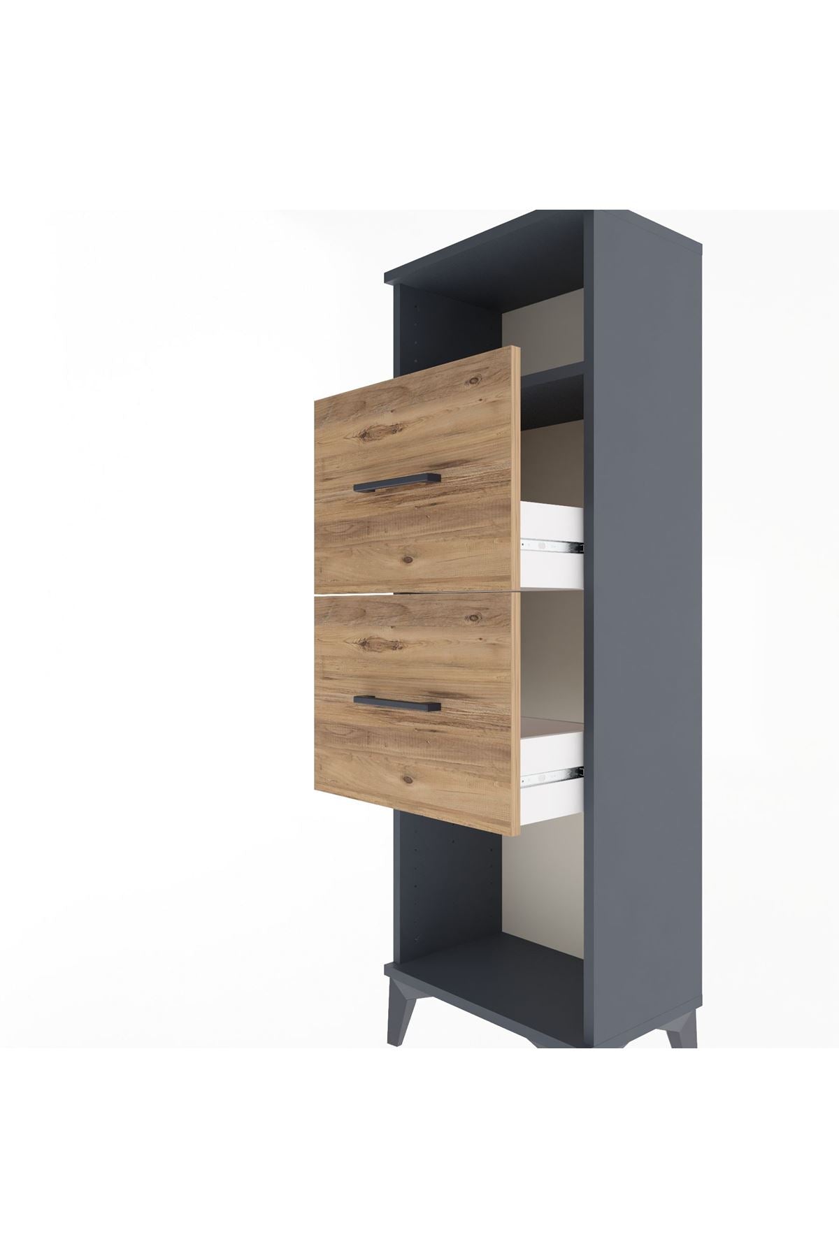 Arges Dolap Tek Raflı 2 Çekmeceli 44x30x134 - S16M008V6A