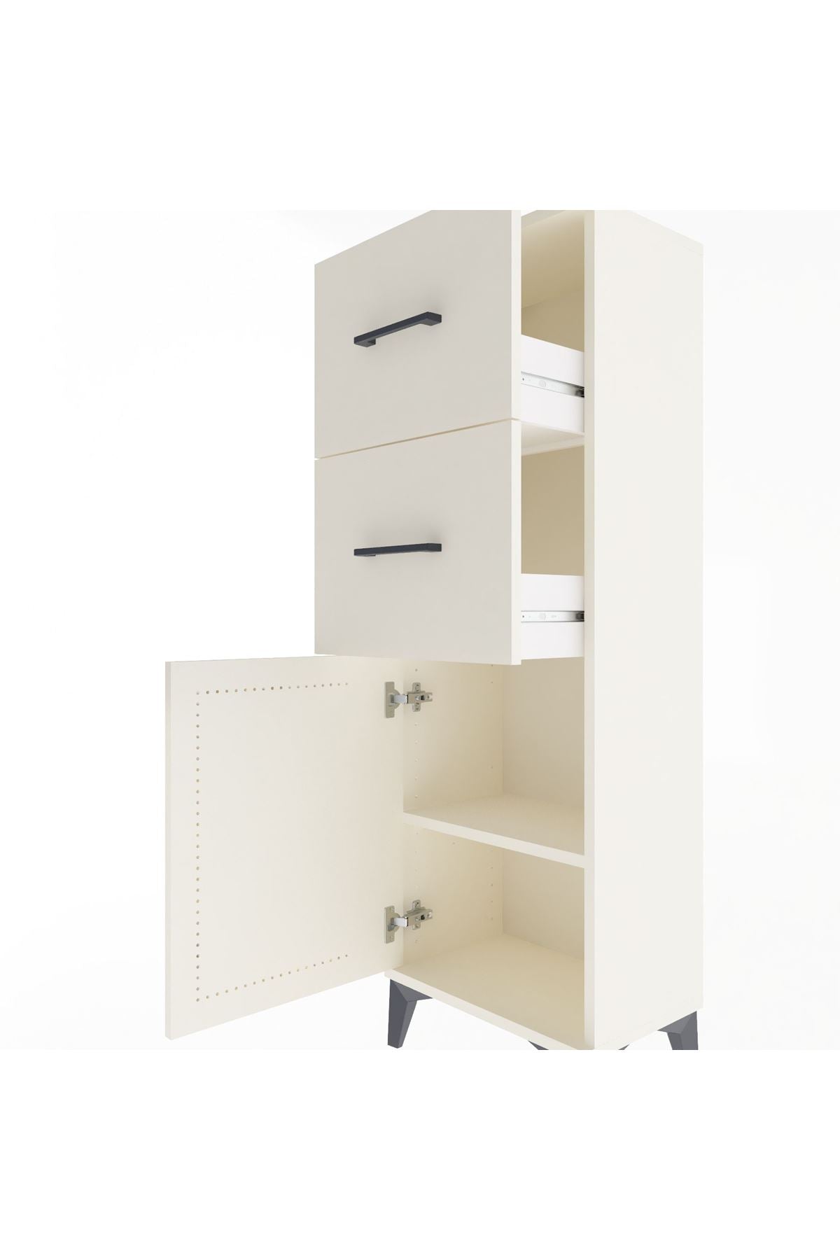 Arges Dolap Tek Raflı 2 Çekmeceli Tek Kapaklı 44x30x134 - S16M009V1A