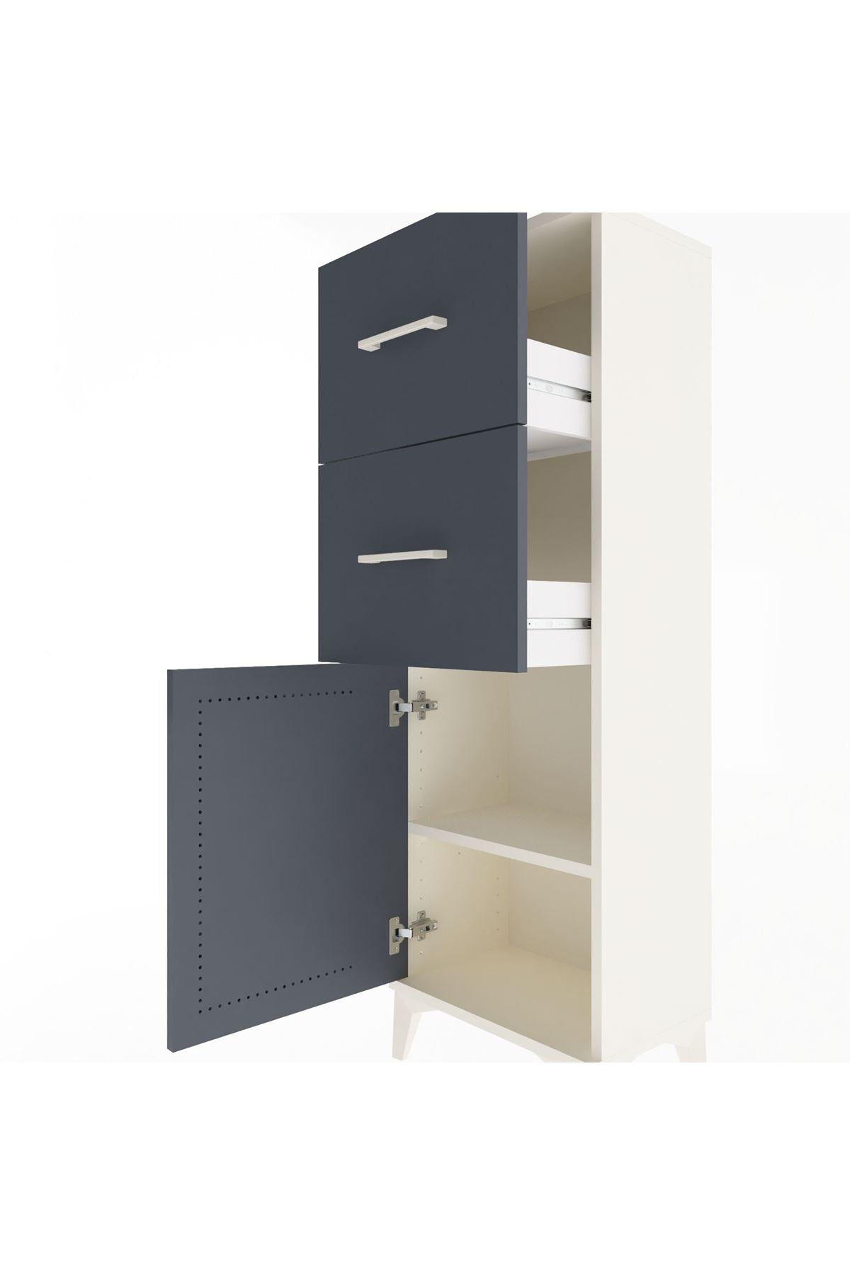 Arges Dolap Tek Raflı 2 Çekmeceli Tek Kapaklı 44x30x134 - S16M009V2A