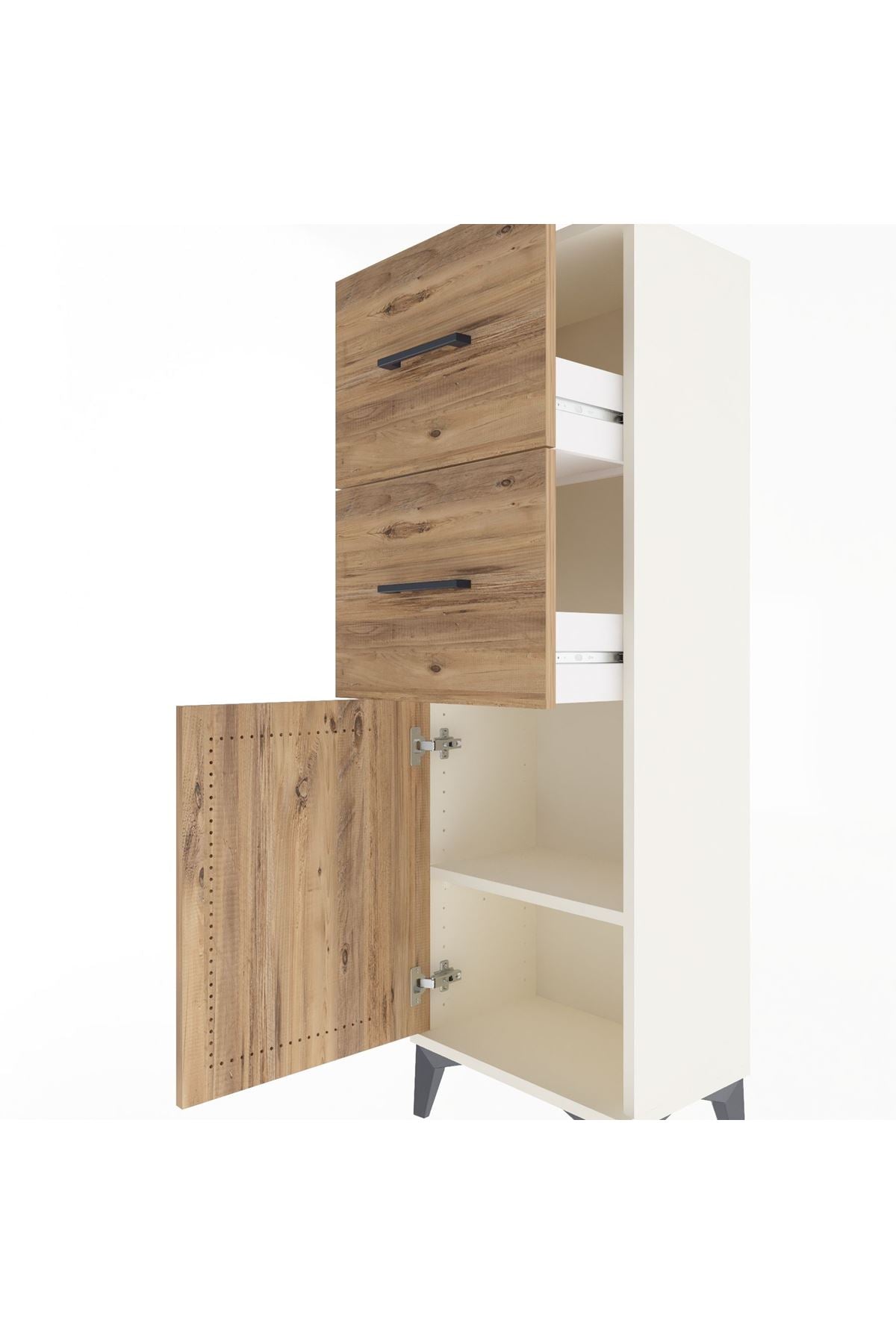 Arges Dolap Tek Raflı 2 Çekmeceli Tek Kapaklı 44x30x134 - S16M009V3A