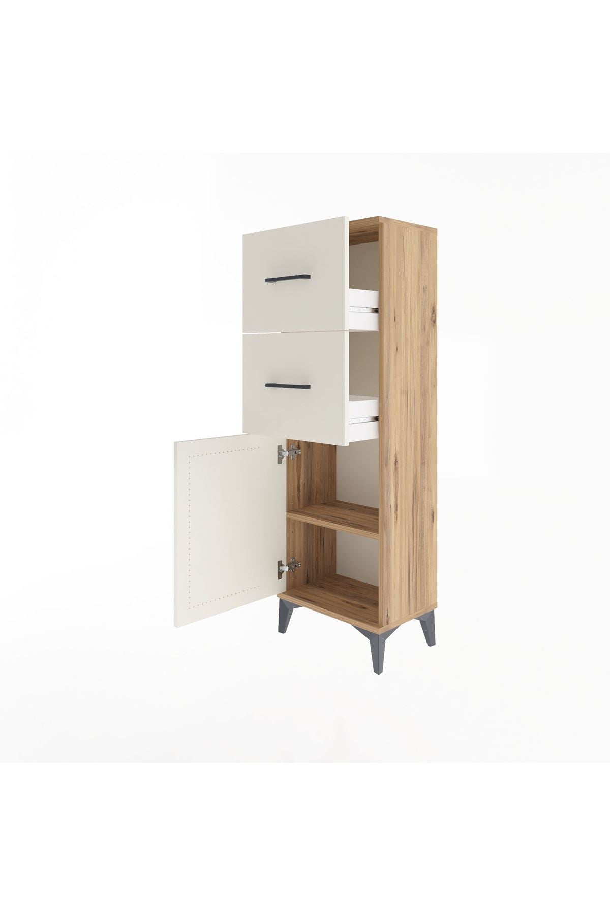 Arges Dolap Tek Raflı 2 Çekmeceli Tek Kapaklı 44x30x134 - S16M009V7A
