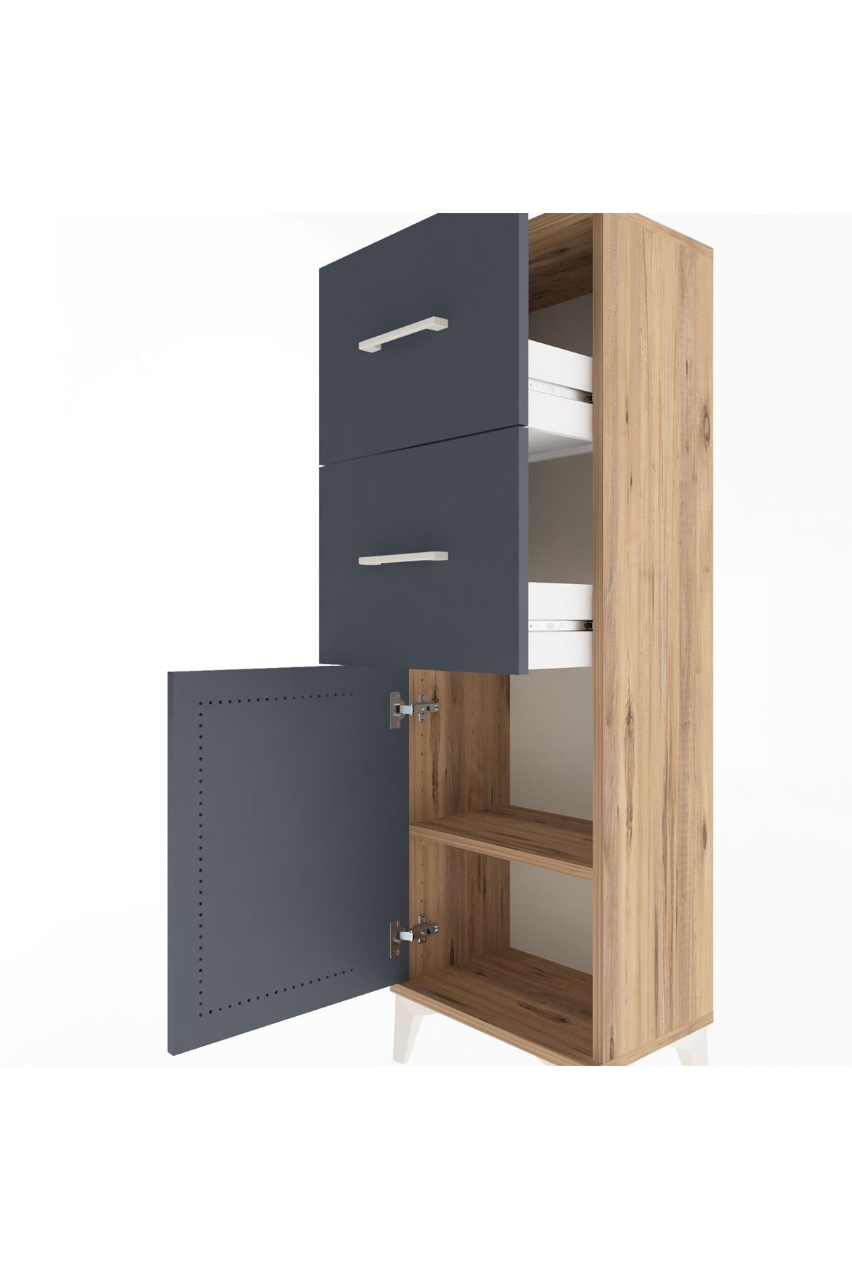 Arges Dolap Tek Raflı 2 Çekmeceli Tek Kapaklı 44x30x134 - S16M009V8A