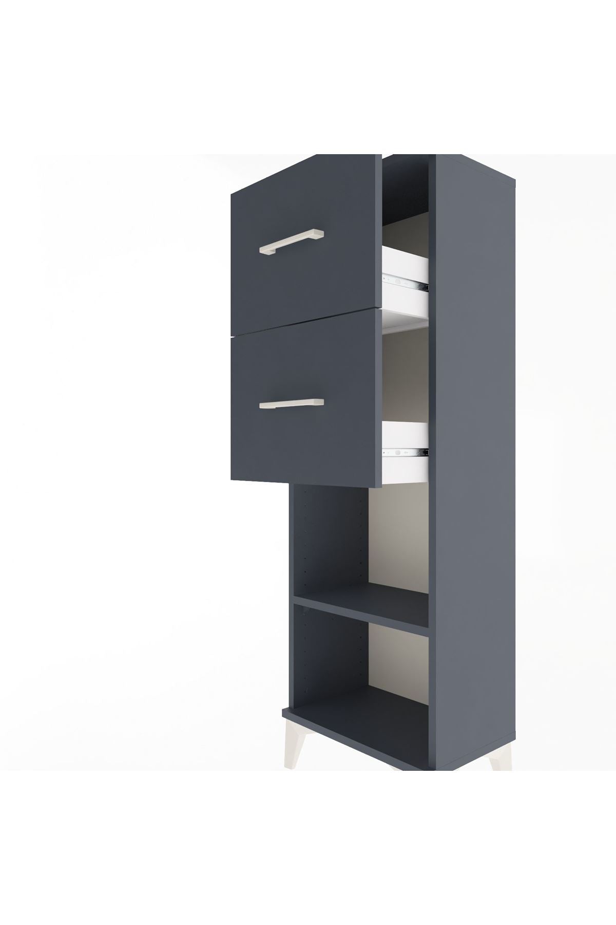 Arges Dolap Tek Raflı 2 Çekmeceli 44x30x134 - S16M010V5A