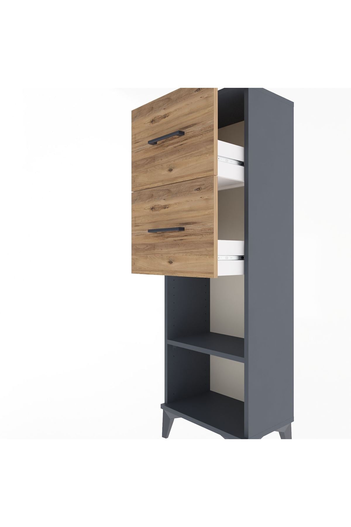 Arges Dolap Tek Raflı 2 Çekmeceli 44x30x134 - S16M010V6A