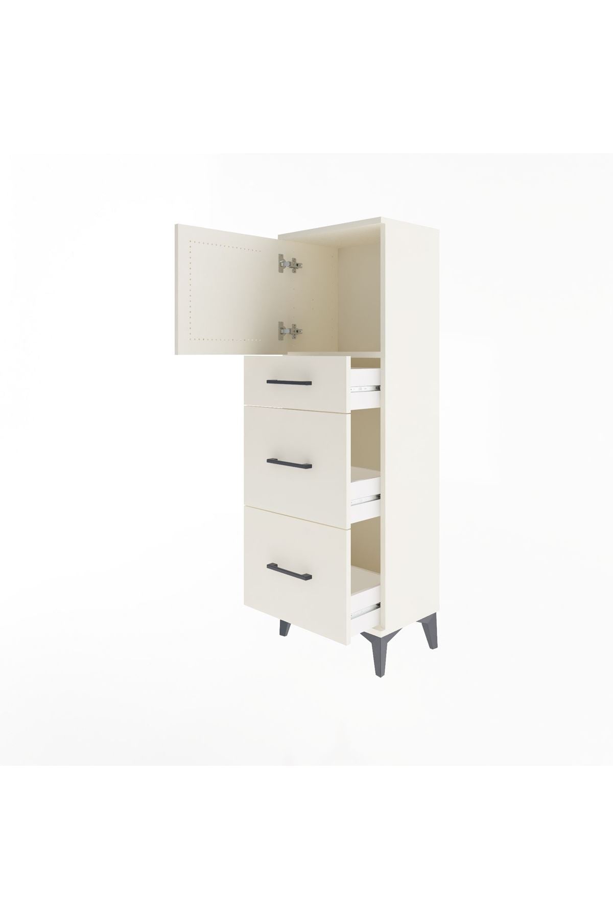Arges Dolap Tek Raflı 3 Çekmeceli Tek Kapaklı 44x30x134 - S16M011V1A