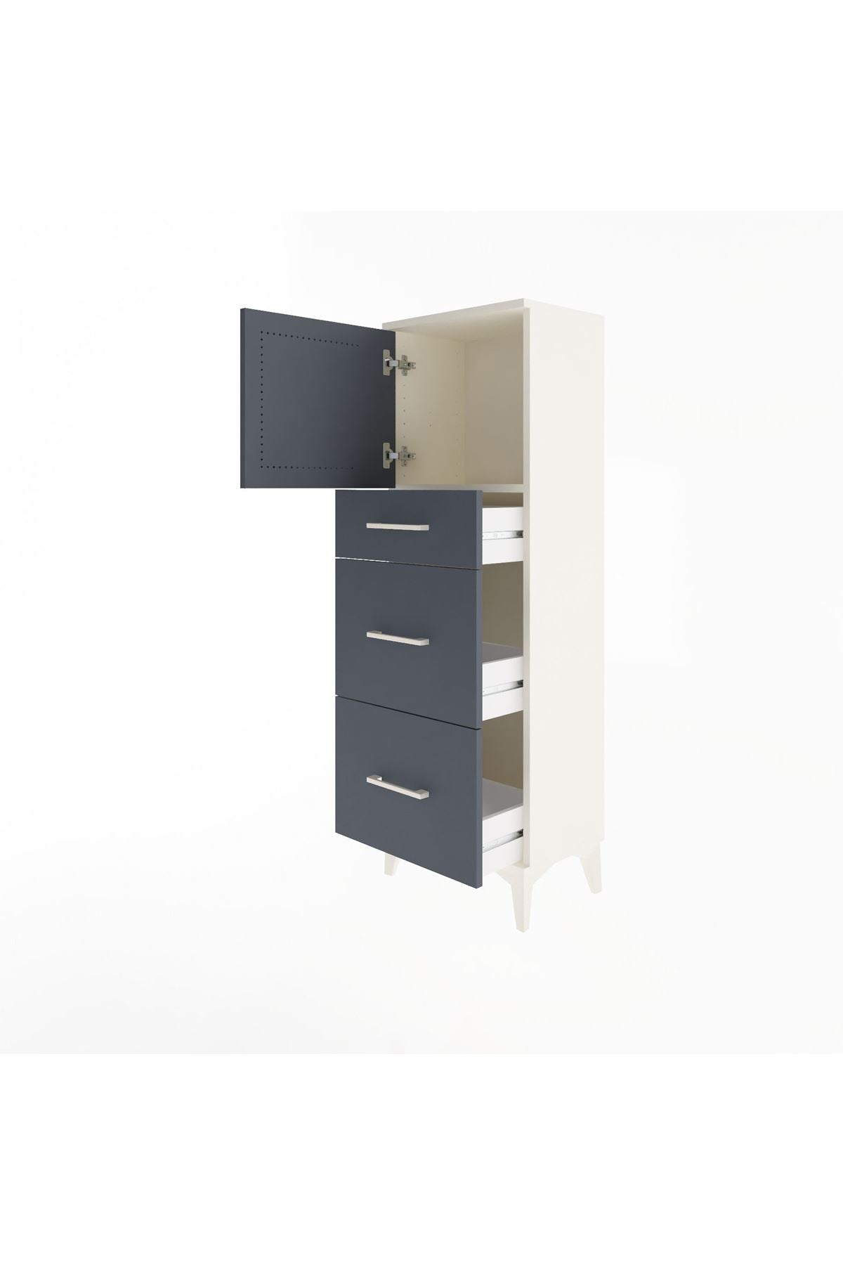 Arges Dolap Tek Raflı 3 Çekmeceli Tek Kapaklı 44x30x134 - S16M011V2A