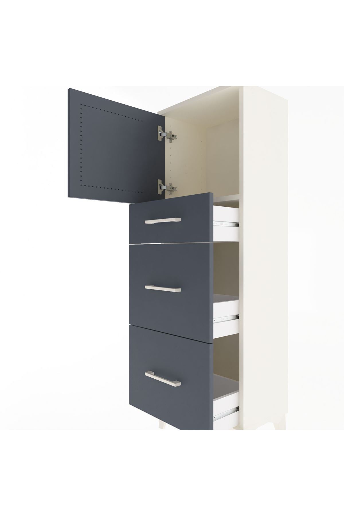 Arges Dolap Tek Raflı 3 Çekmeceli Tek Kapaklı 44x30x134 - S16M011V2A