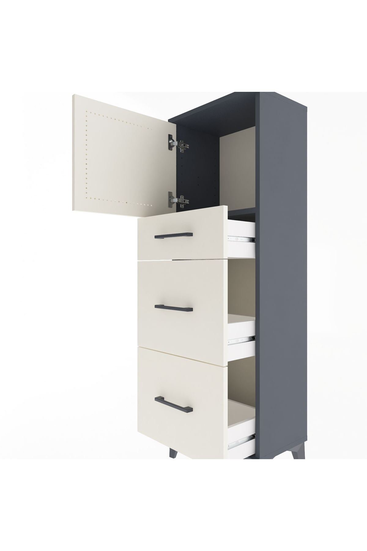 Arges Dolap Tek Raflı 3 Çekmeceli Tek Kapaklı 44x30x134 - S16M011V4A