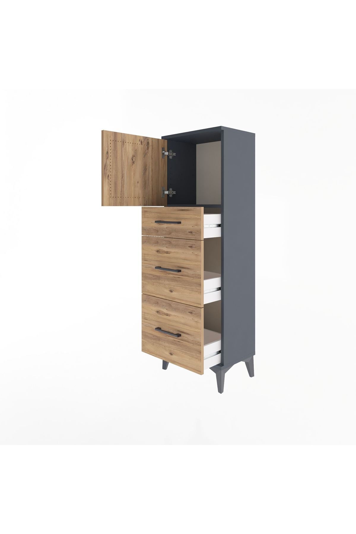 Arges Dolap Tek Raflı 3 Çekmeceli Tek Kapaklı 44x30x134 - S16M011V6A