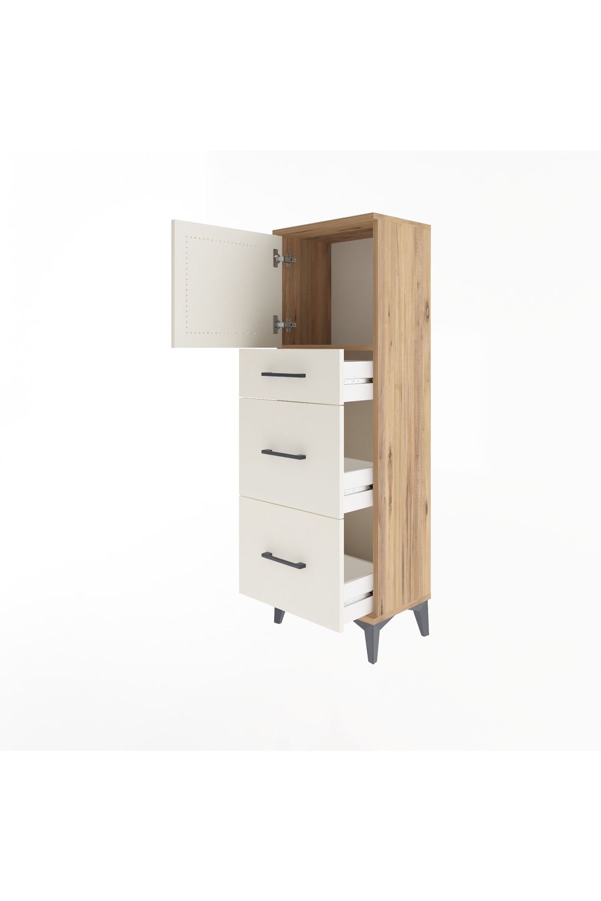 Arges Dolap Tek Raflı 3 Çekmeceli Tek Kapaklı 44x30x134 - S16M011V7A