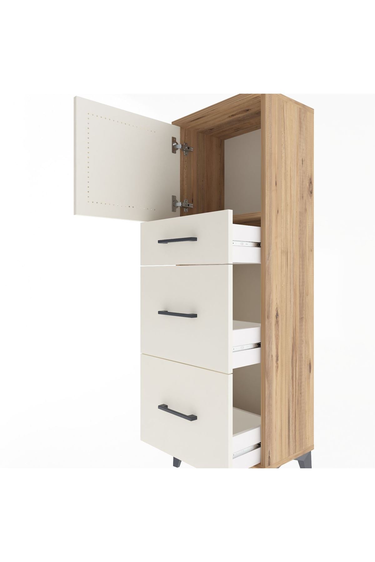 Arges Dolap Tek Raflı 3 Çekmeceli Tek Kapaklı 44x30x134 - S16M011V7A
