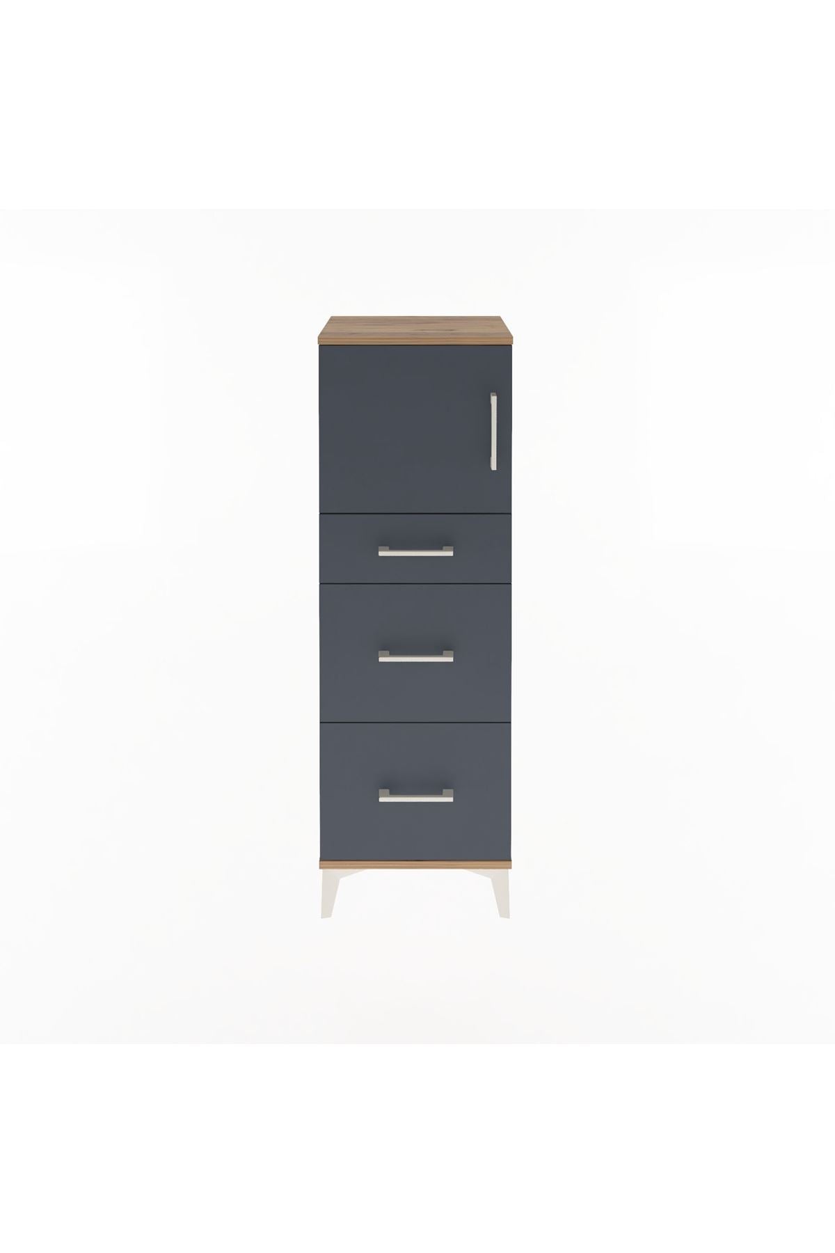 Arges Dolap Tek Raflı 3 Çekmeceli Tek Kapaklı 44x30x134 - S16M011V8A
