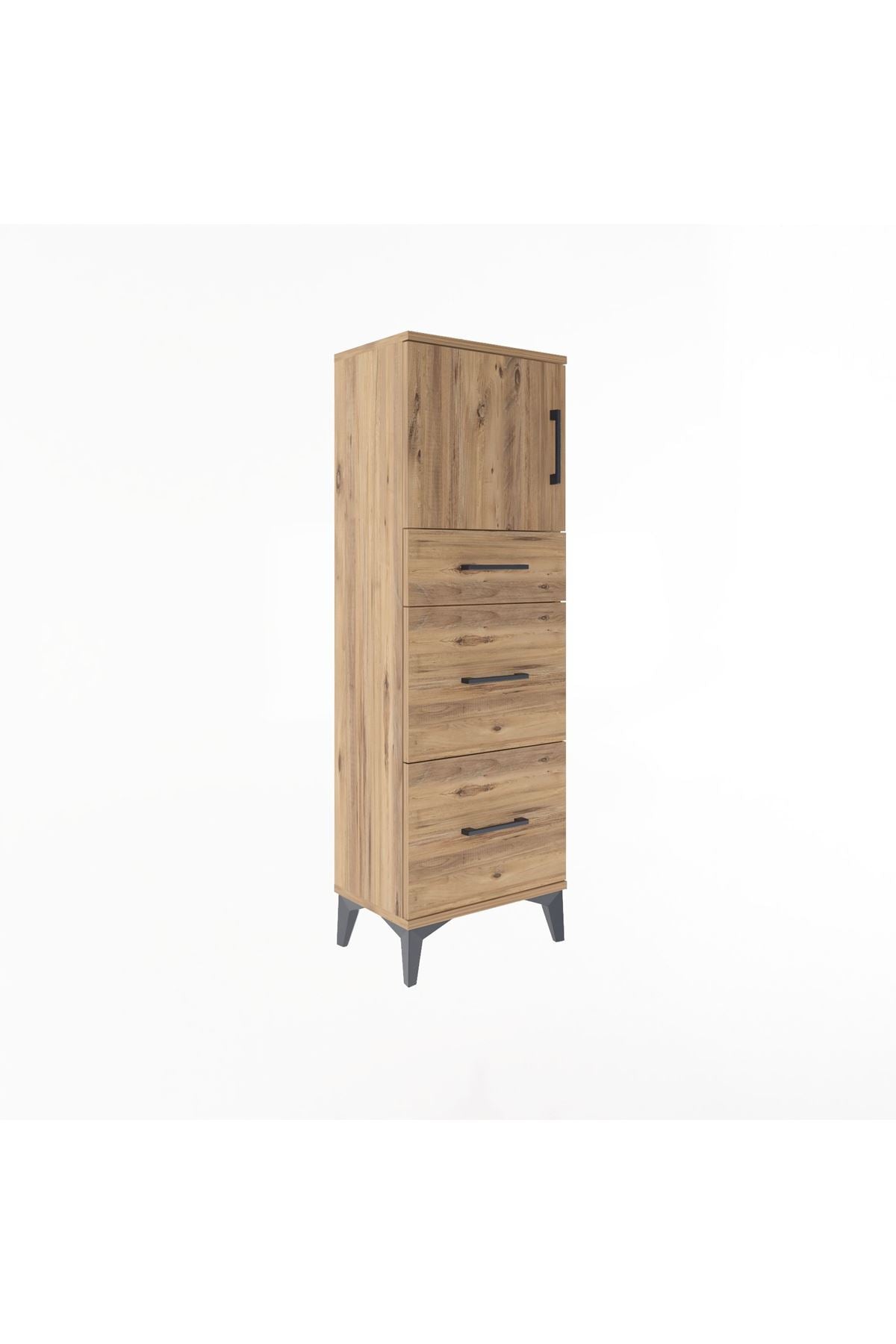 Arges Dolap Tek Raflı 3 Çekmeceli Tek Kapaklı 44x30x134 - S16M011V9A