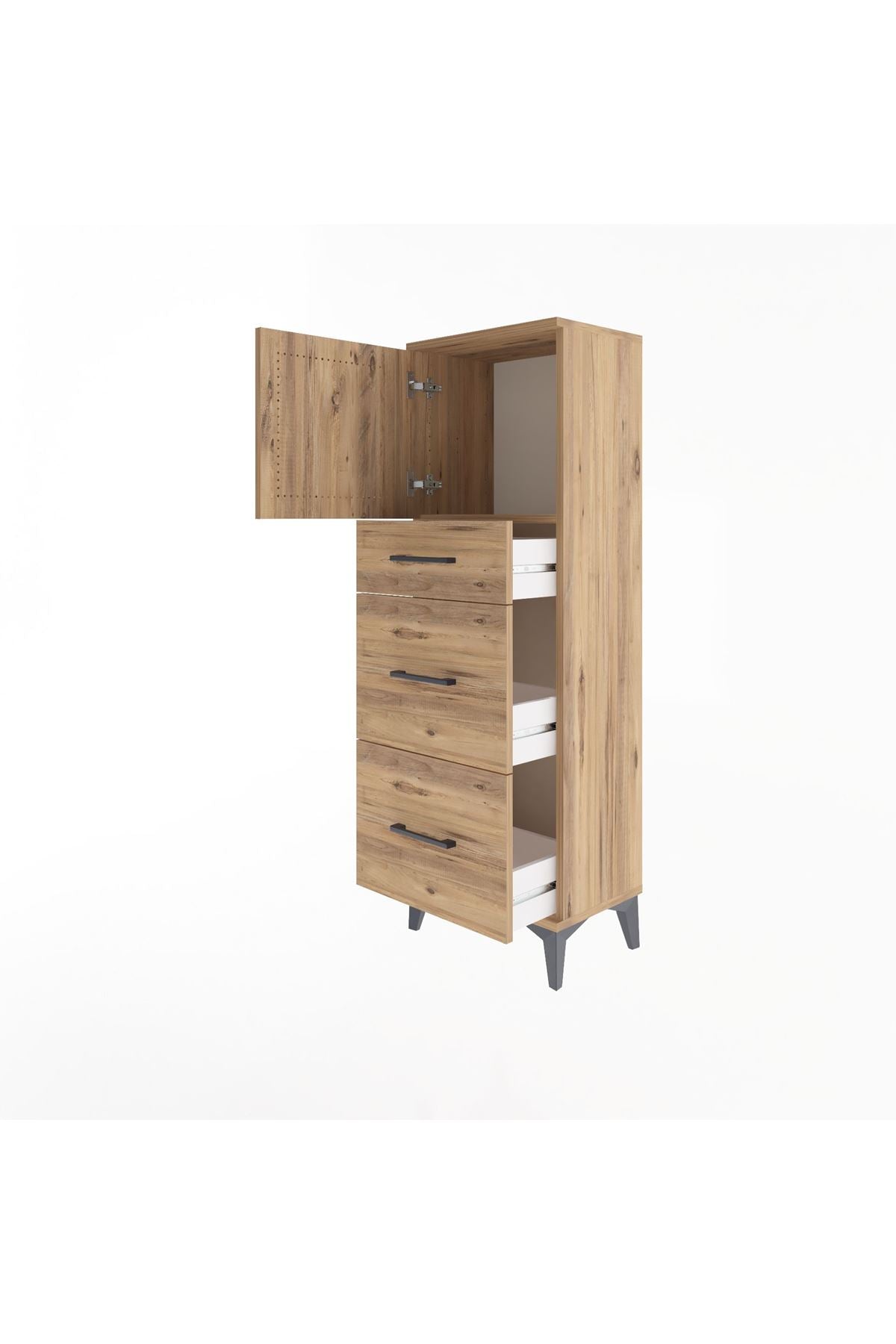Arges Dolap Tek Raflı 3 Çekmeceli Tek Kapaklı 44x30x134 - S16M011V9A