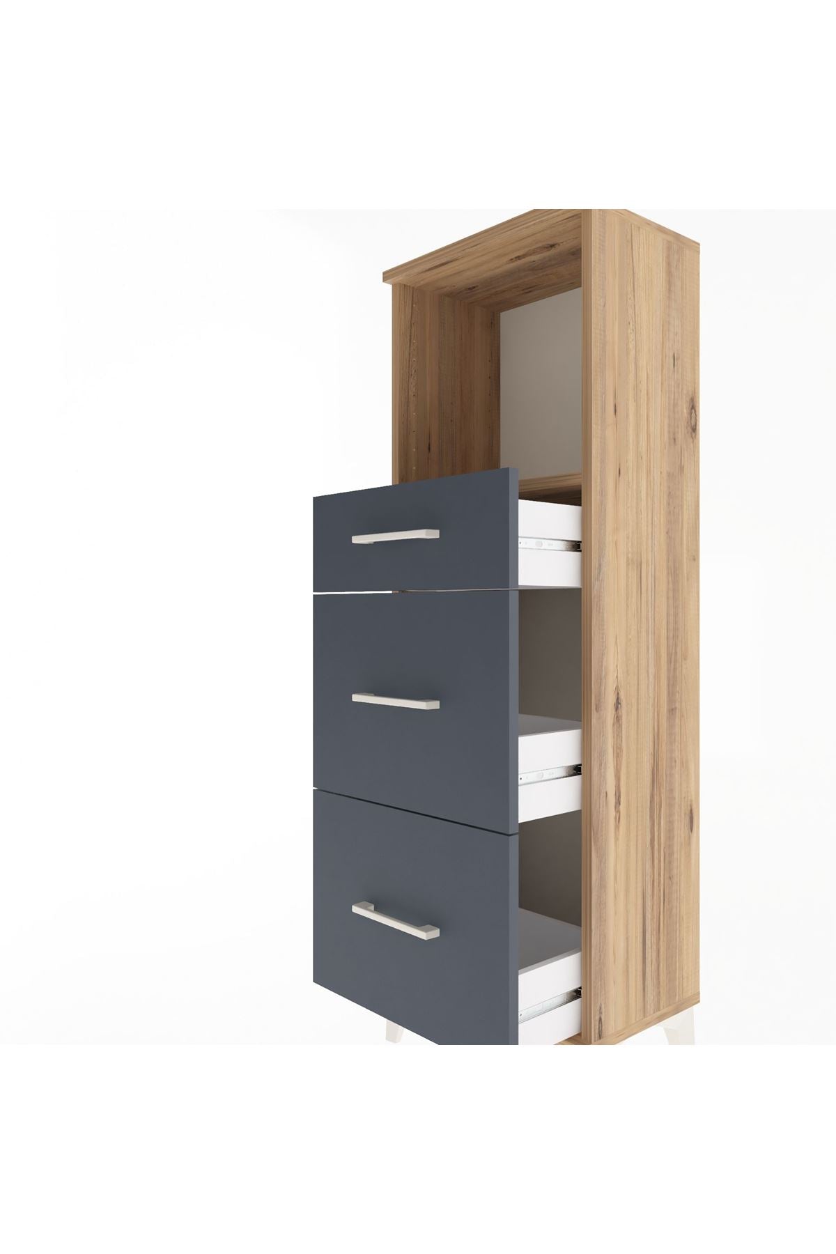 Arges Dolap Tek Raflı 3 Çekmeceli 44x30x134 - S16M012V8A