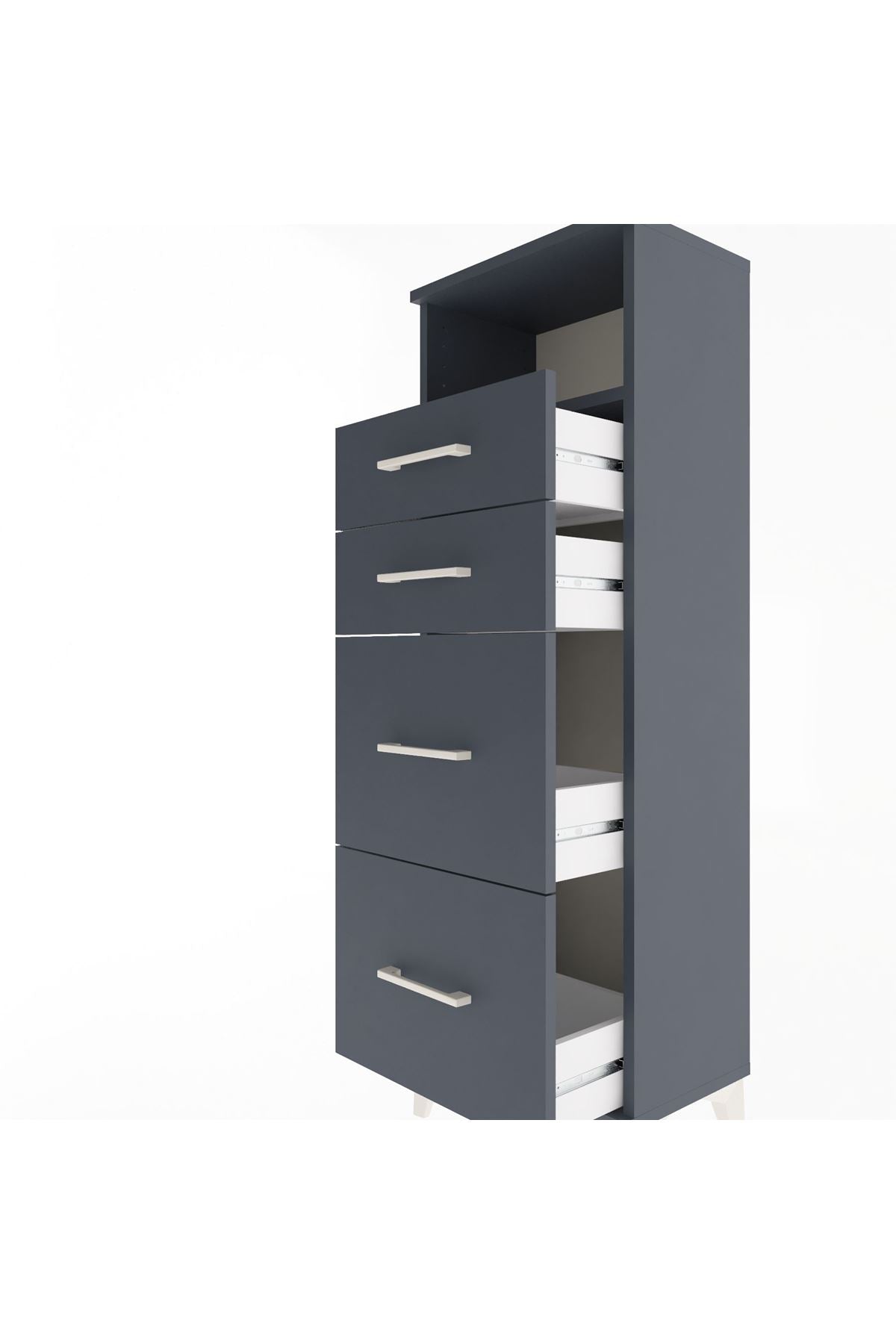 Arges Dolap Tek Raflı 4 Çekmeceli 44x30x134 - S16M013V5A