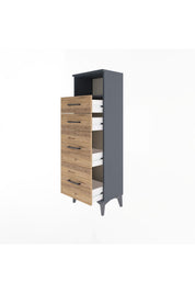 Arges Dolap Tek Raflı 4 Çekmeceli 44x30x134 - S16M013V6A