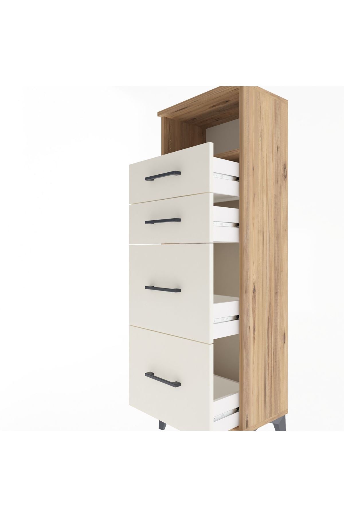 Arges Dolap Tek Raflı 4 Çekmeceli 44x30x134 - S16M013V7A