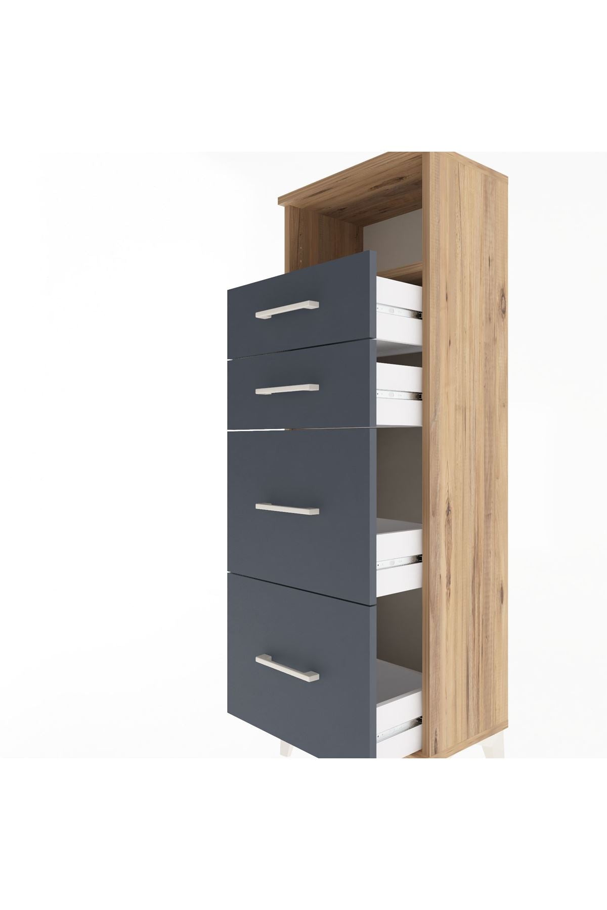 Arges Dolap Tek Raflı 4 Çekmeceli 44x30x134 - S16M013V8A