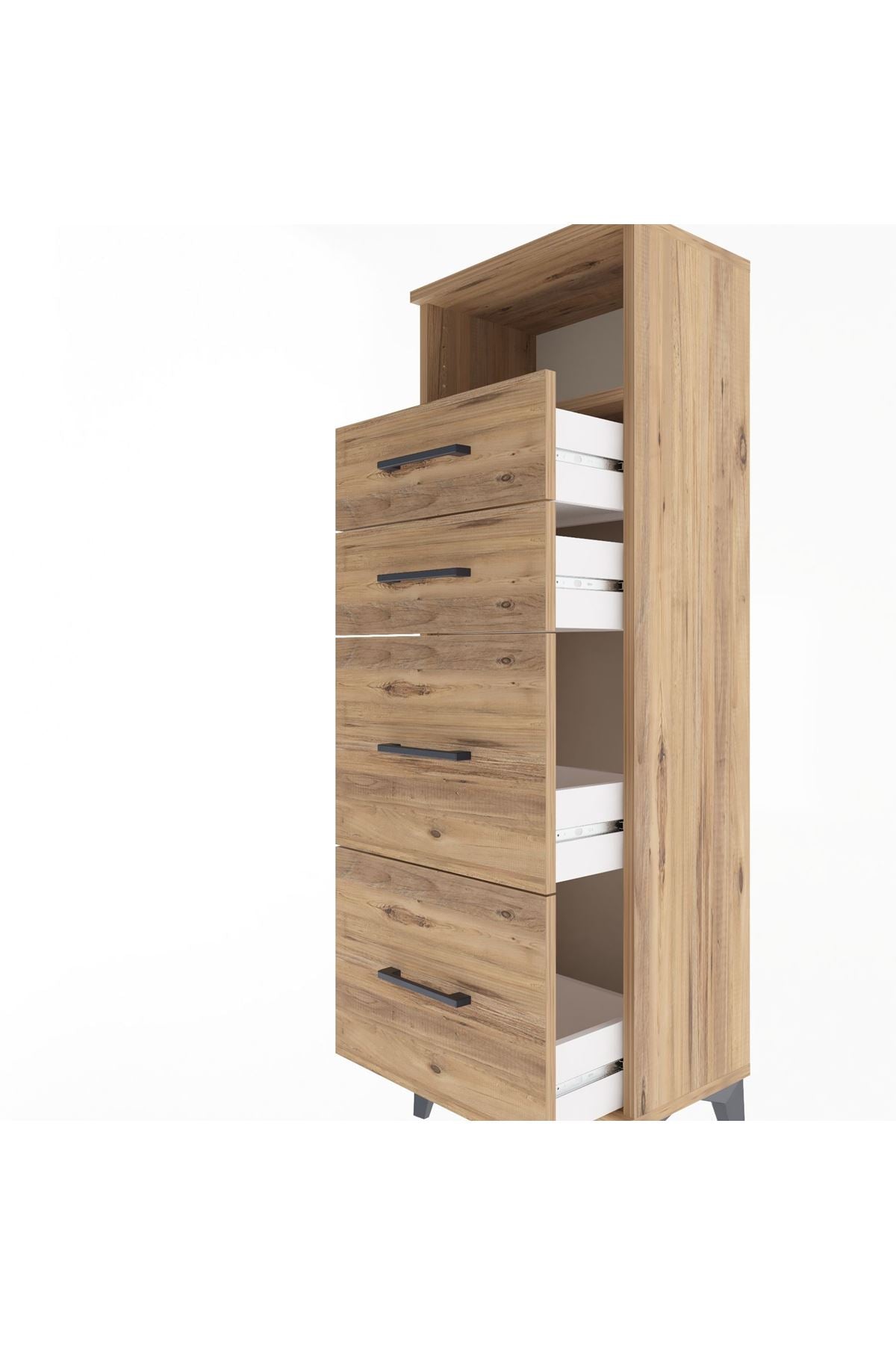 Arges Dolap Tek Raflı 4 Çekmeceli 44x30x134 - S16M013V9A