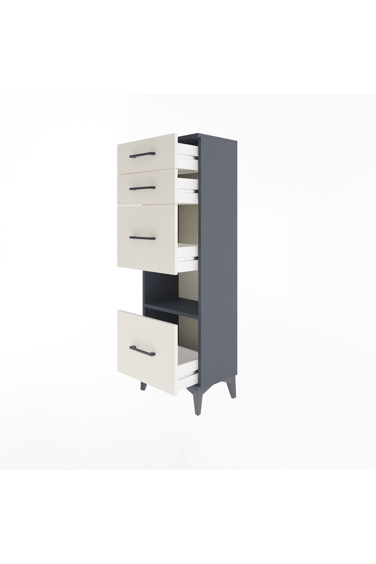 Arges Dolap Tek Raflı 4 Çekmeceli 44x30x134 - S16M014V4A
