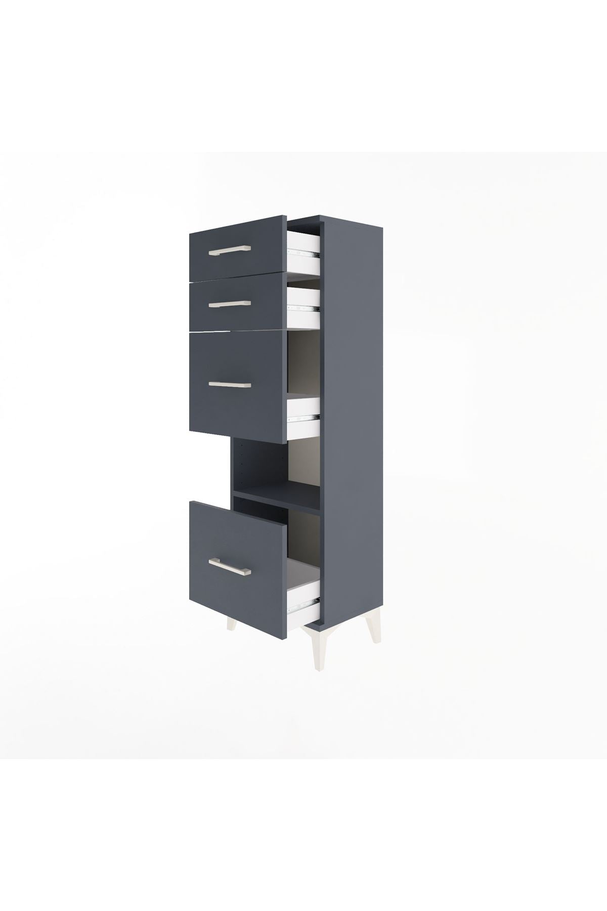 Arges Dolap Tek Raflı 4 Çekmeceli 44x30x134 - S16M014V5A