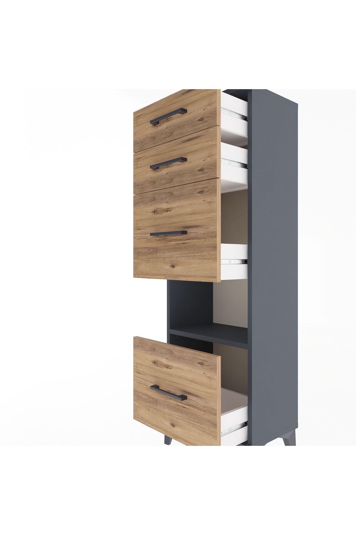 Arges Dolap Tek Raflı 4 Çekmeceli 44x30x134 - S16M014V6A