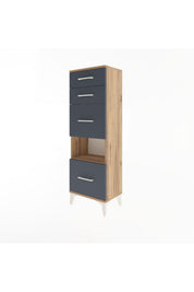 Arges Dolap Tek Raflı 4 Çekmeceli 44x30x134 - S16M014V8A