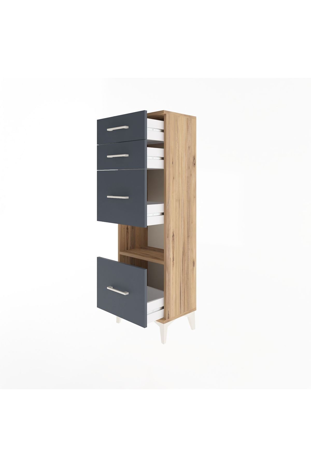 Arges Dolap Tek Raflı 4 Çekmeceli 44x30x134 - S16M014V8A