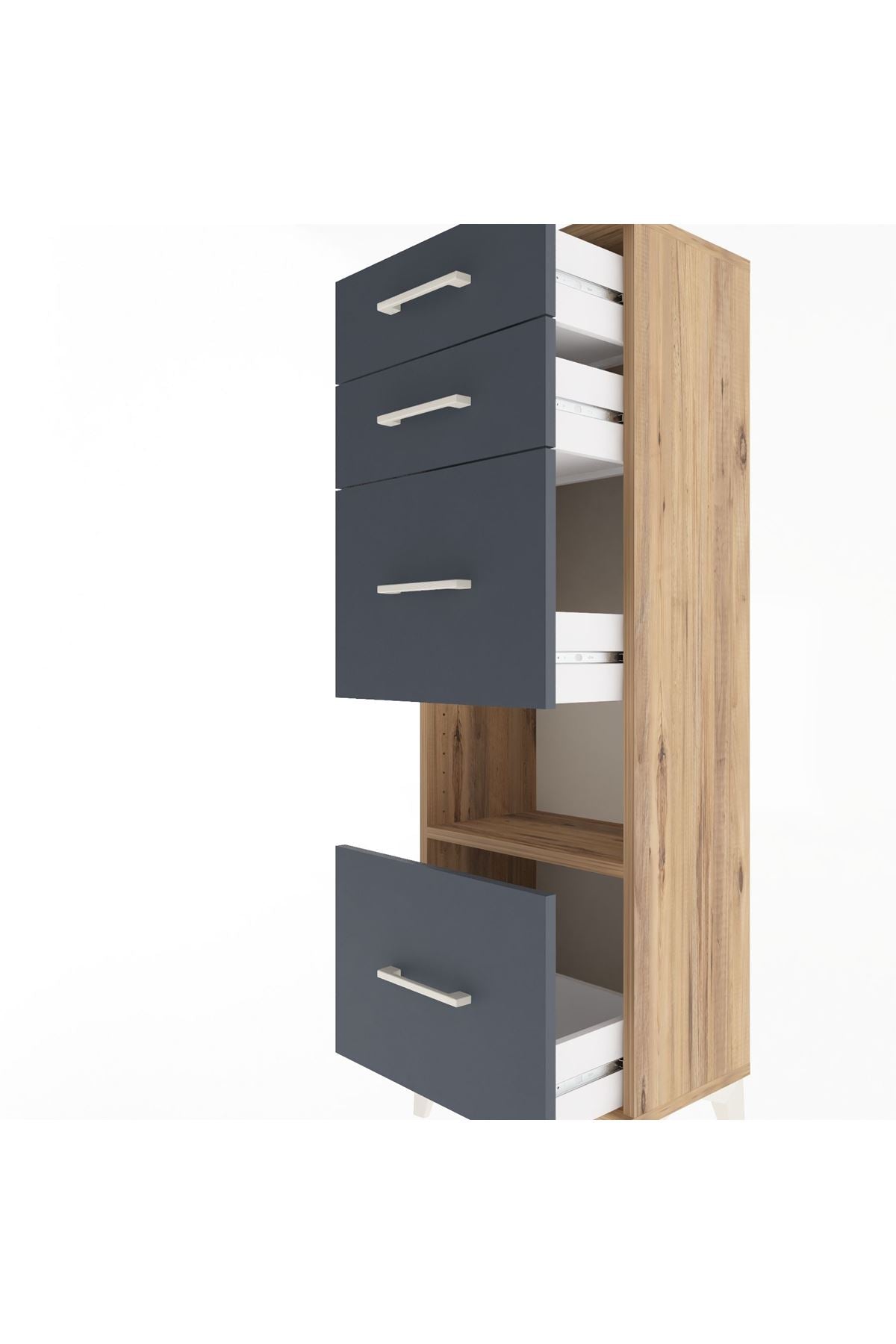 Arges Dolap Tek Raflı 4 Çekmeceli 44x30x134 - S16M014V8A