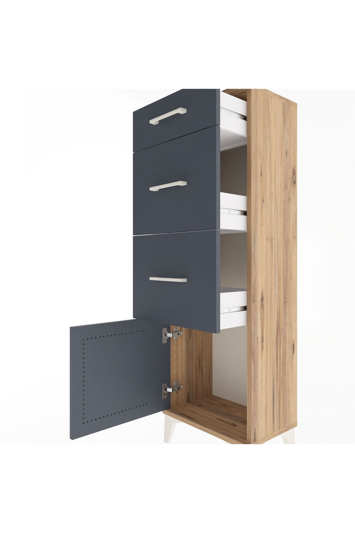 Arges Dolap 3 Çekmeceli Tek Kapaklı 44x30x134 - S16M015V8A