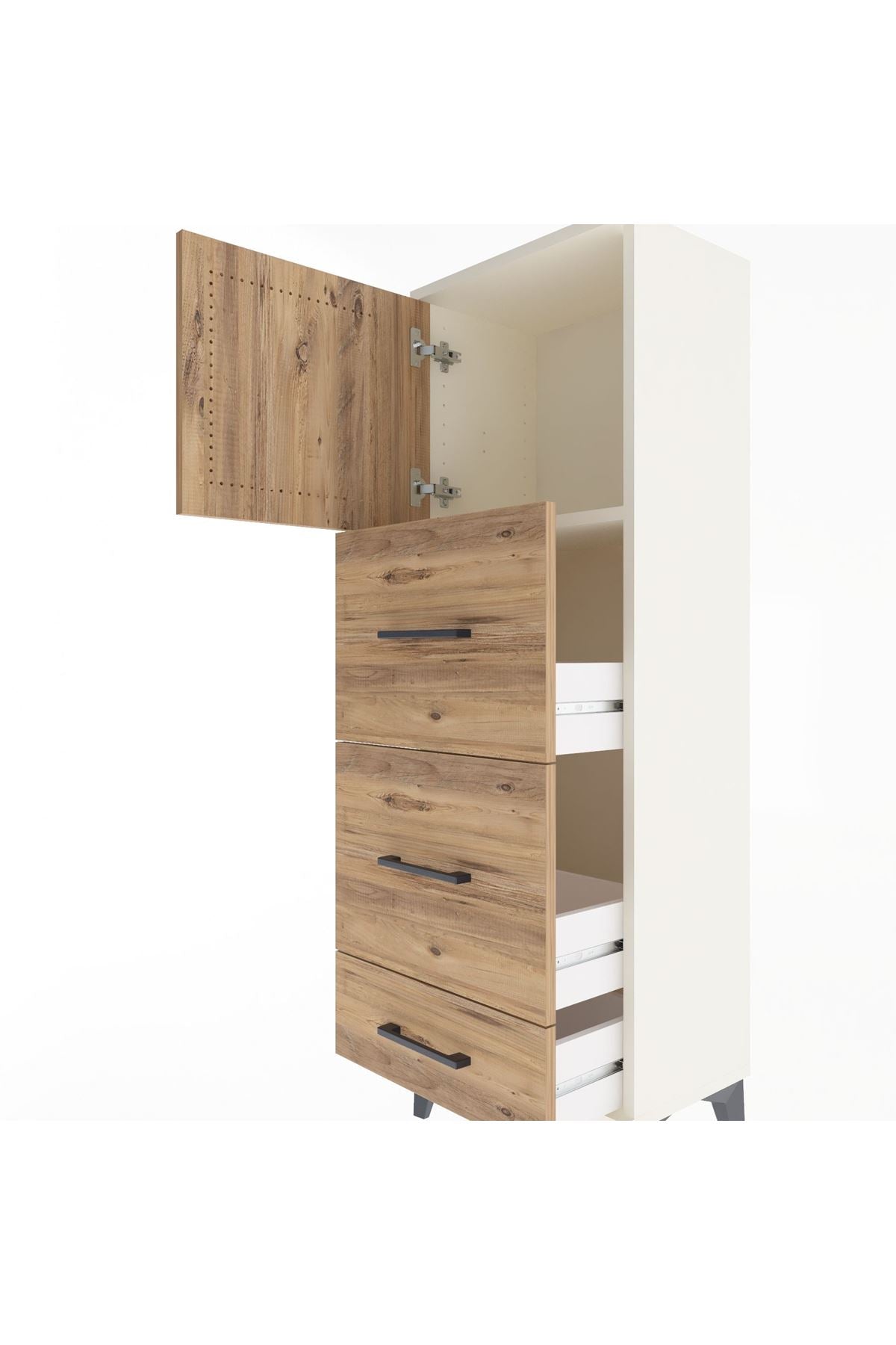 Arges Dolap Tek Raflı 3 Çekmeceli Tek Kapaklı 44x30x134 - S16M018V3A