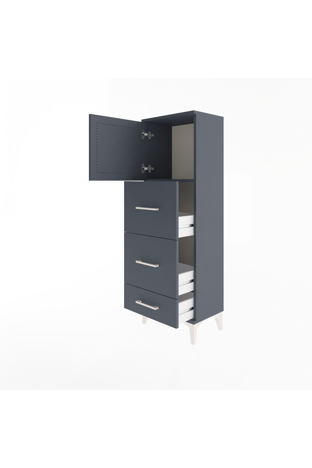 Arges Dolap Tek Raflı 3 Çekmeceli Tek Kapaklı 44x30x134 - S16M018V5A