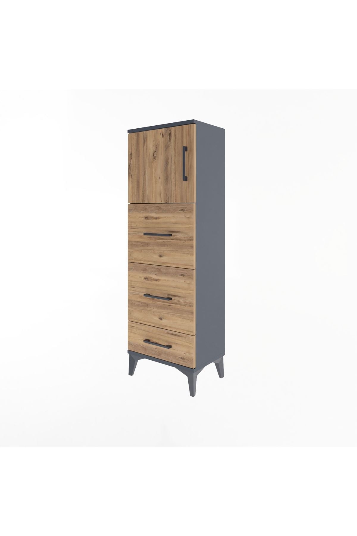 Arges Dolap Tek Raflı 3 Çekmeceli Tek Kapaklı 44x30x134 - S16M018V6A