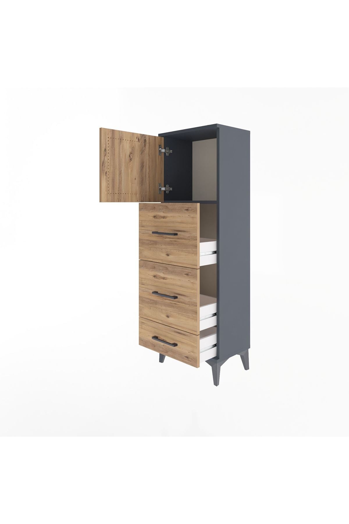 Arges Dolap Tek Raflı 3 Çekmeceli Tek Kapaklı 44x30x134 - S16M018V6A