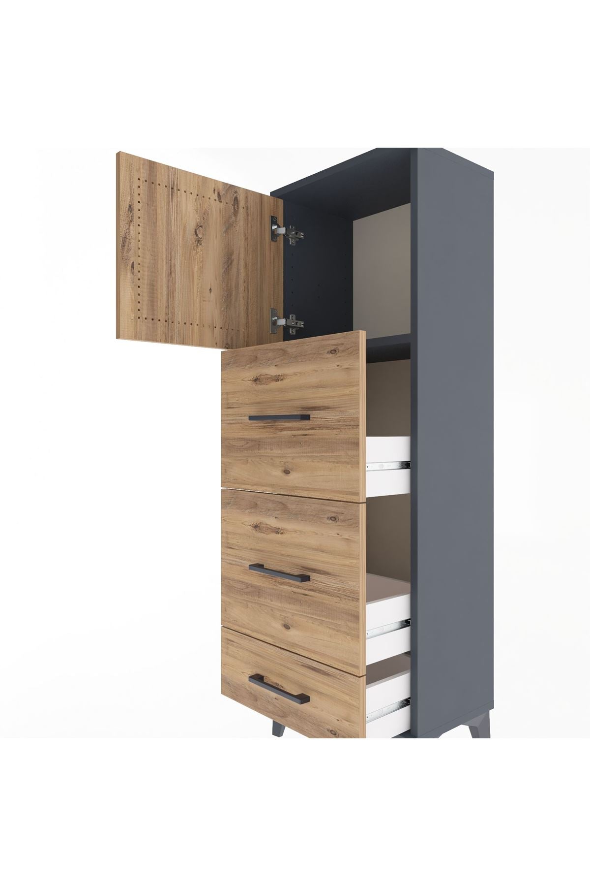 Arges Dolap Tek Raflı 3 Çekmeceli Tek Kapaklı 44x30x134 - S16M018V6A