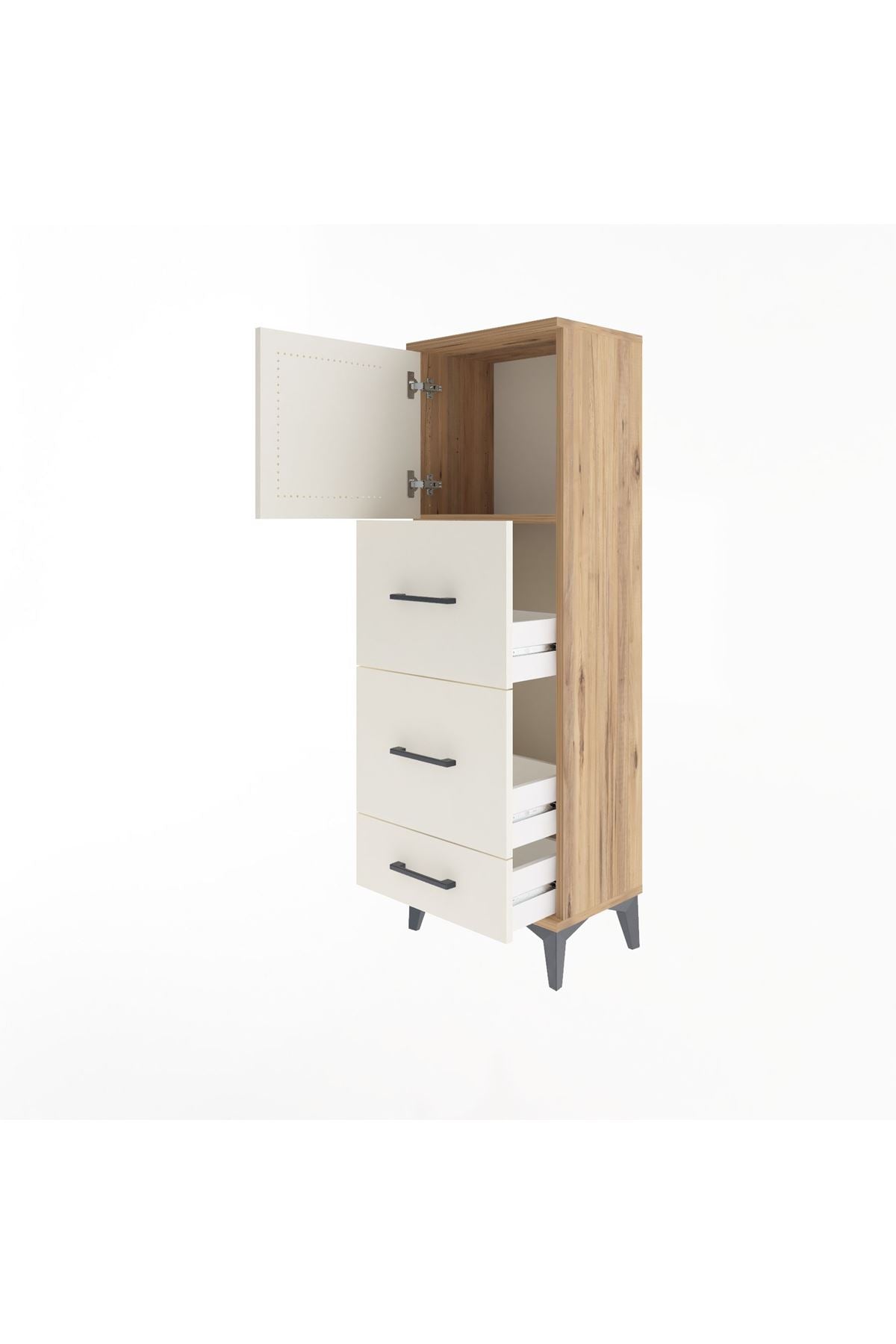 Arges Dolap Tek Raflı 3 Çekmeceli Tek Kapaklı 44x30x134 - S16M018V7A