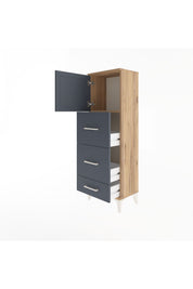 Arges Dolap Tek Raflı 3 Çekmeceli Tek Kapaklı 44x30x134 - S16M018V8A