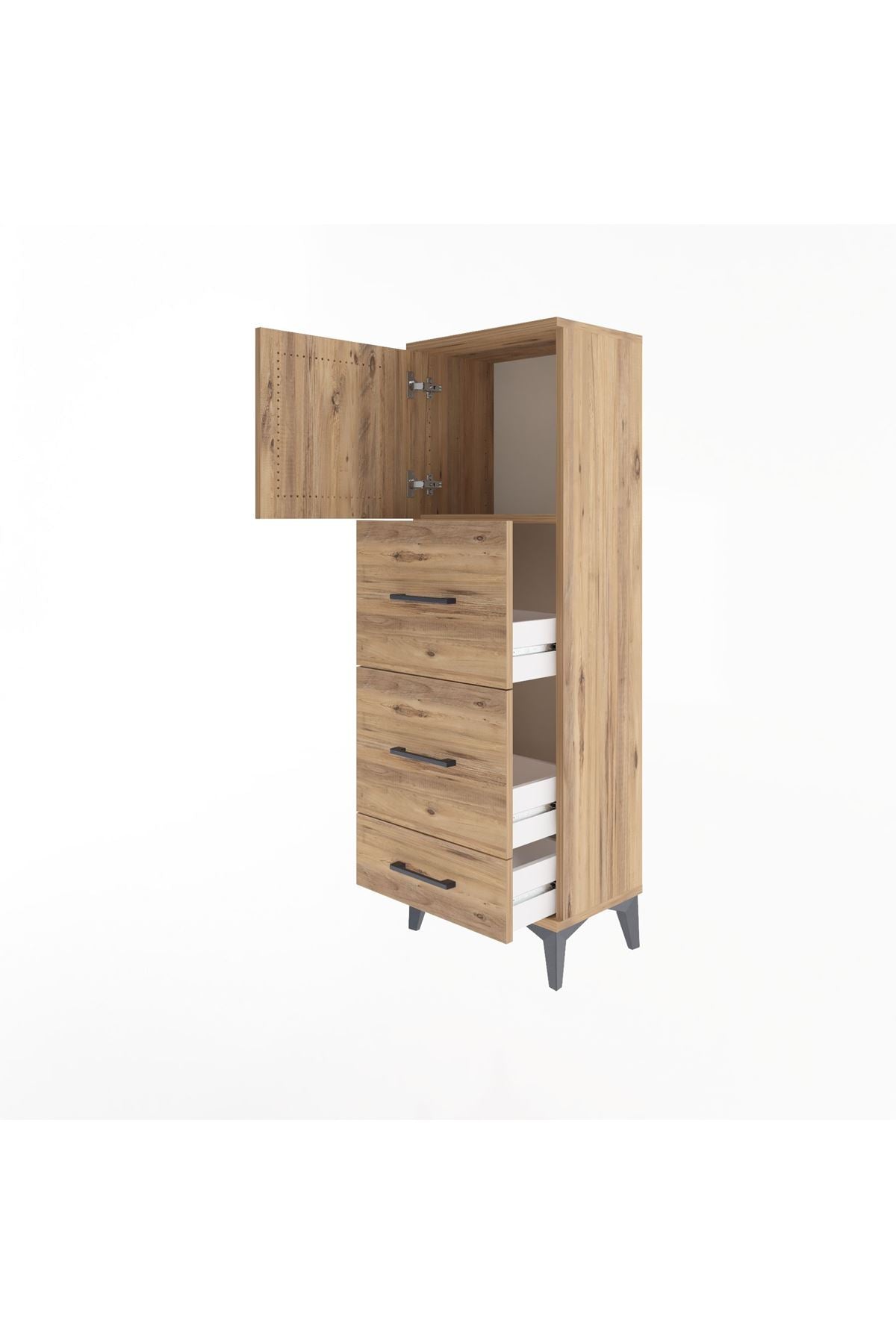 Arges Dolap Tek Raflı 3 Çekmeceli Tek Kapaklı 44x30x134 - S16M018V9A