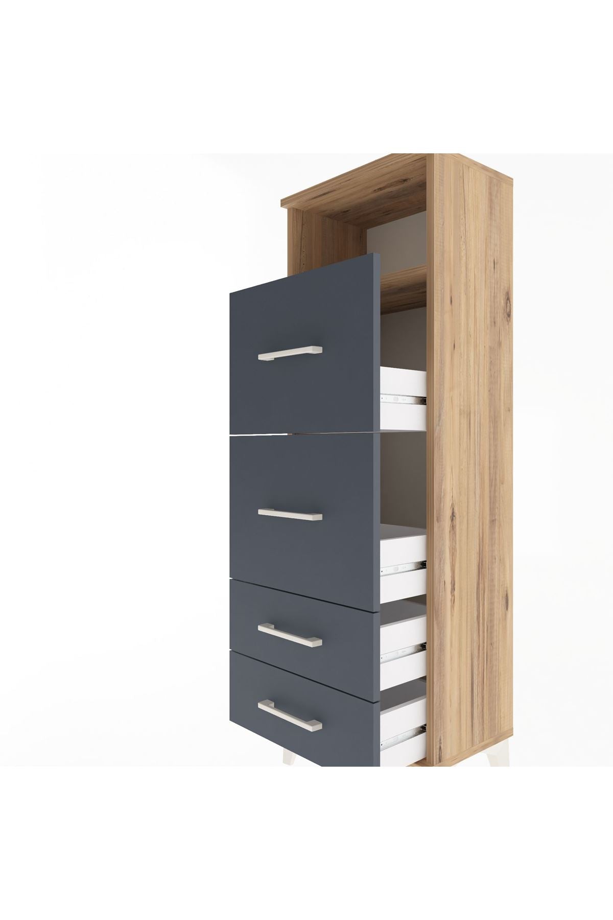 Arges Dolap Tek Raflı 4 Çekmeceli 44x30x134 - S16M020V8A