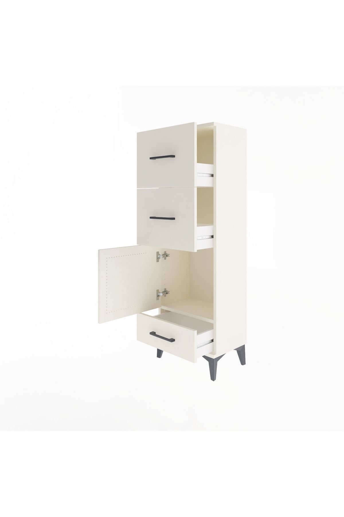 Arges Dolap Tek Raflı 3 Çekmeceli Tek Kapaklı 44x30x134 - S16M023V1A