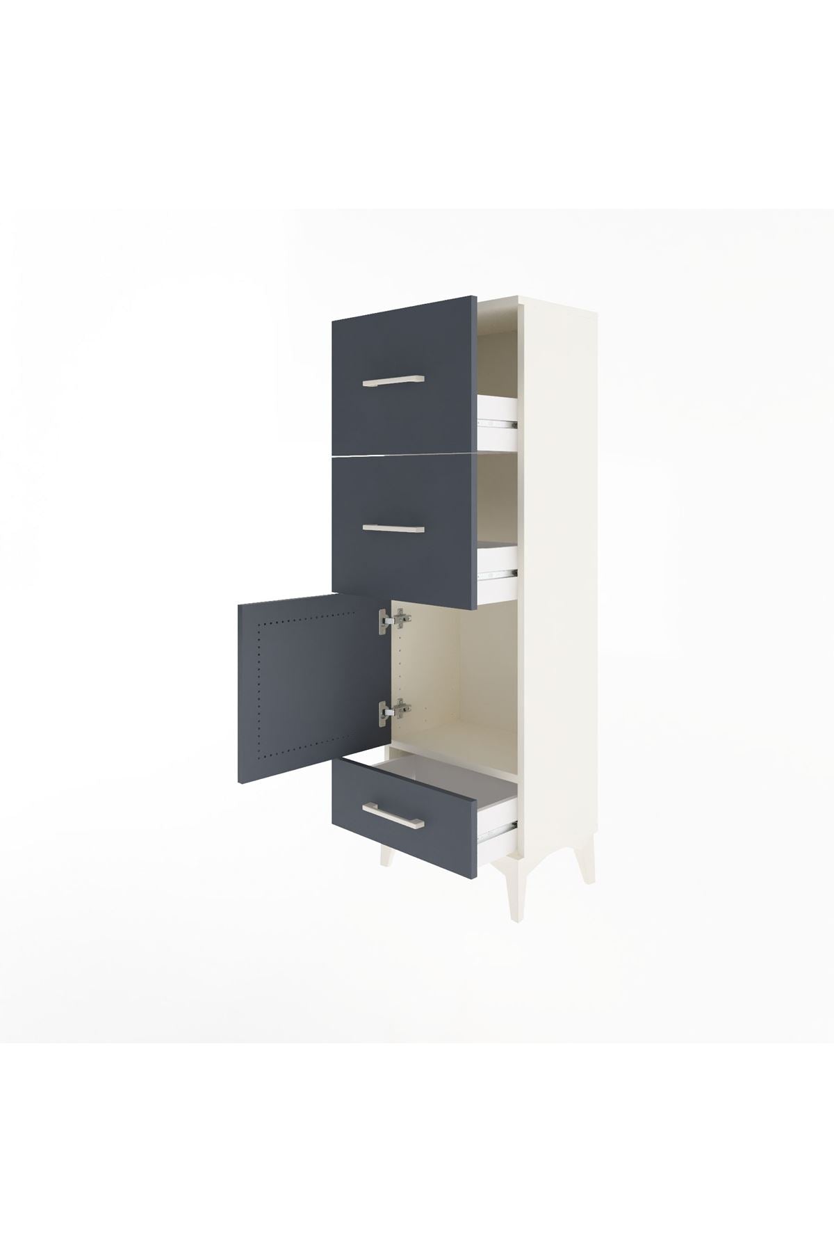 Arges Dolap Tek Raflı 3 Çekmeceli Tek Kapaklı 44x30x134 - S16M023V2A