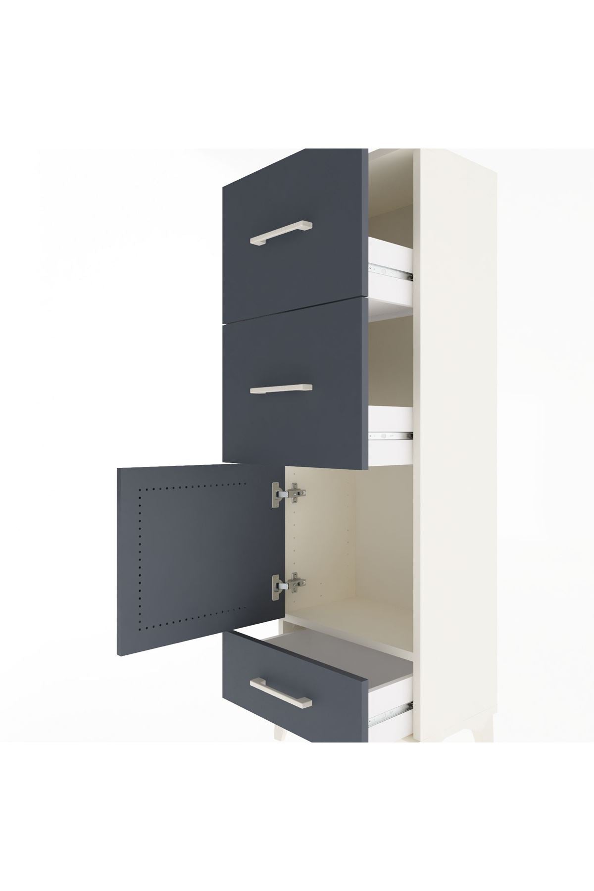 Arges Dolap Tek Raflı 3 Çekmeceli Tek Kapaklı 44x30x134 - S16M023V2A