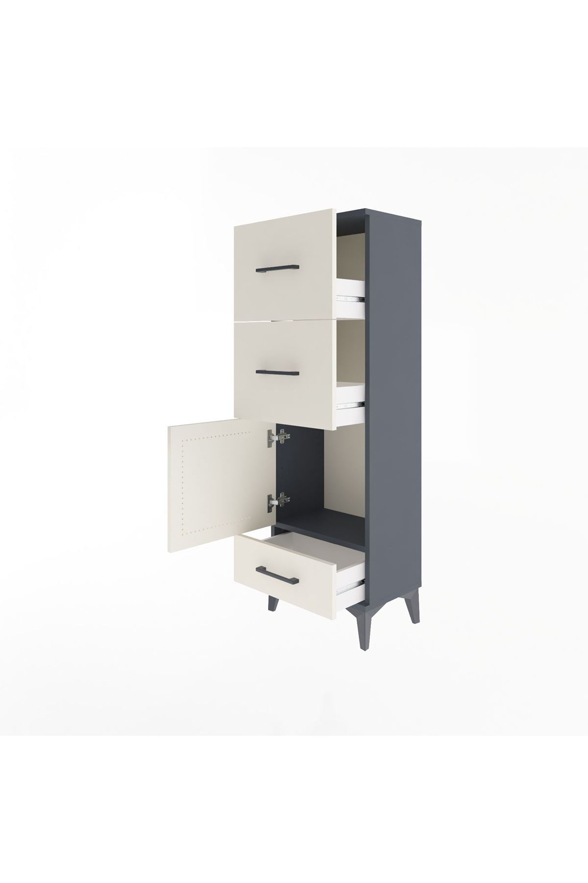 Arges Dolap Tek Raflı 3 Çekmeceli Tek Kapaklı 44x30x134 - S16M023V4A