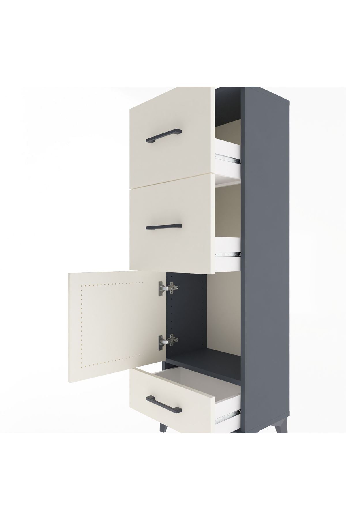 Arges Dolap Tek Raflı 3 Çekmeceli Tek Kapaklı 44x30x134 - S16M023V4A