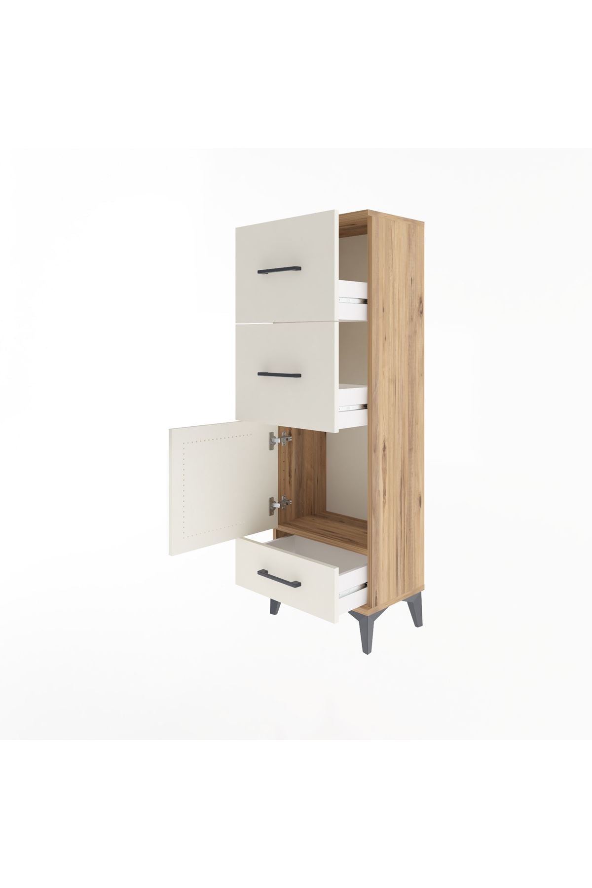 Arges Dolap Tek Raflı 3 Çekmeceli Tek Kapaklı 44x30x134 - S16M023V7A
